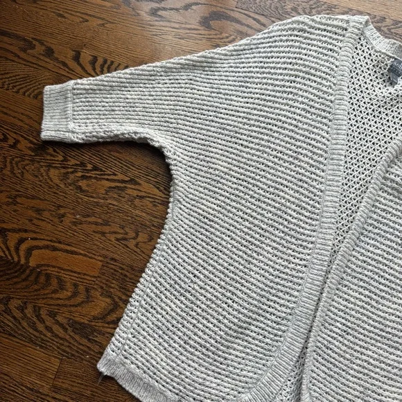 New York & Company Y2K Soho Cotton Chunky Knit Gray Quarter Sleeve Cardigan L - Picture 5 of 7